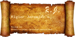 Rigler Jeremiás névjegykártya
